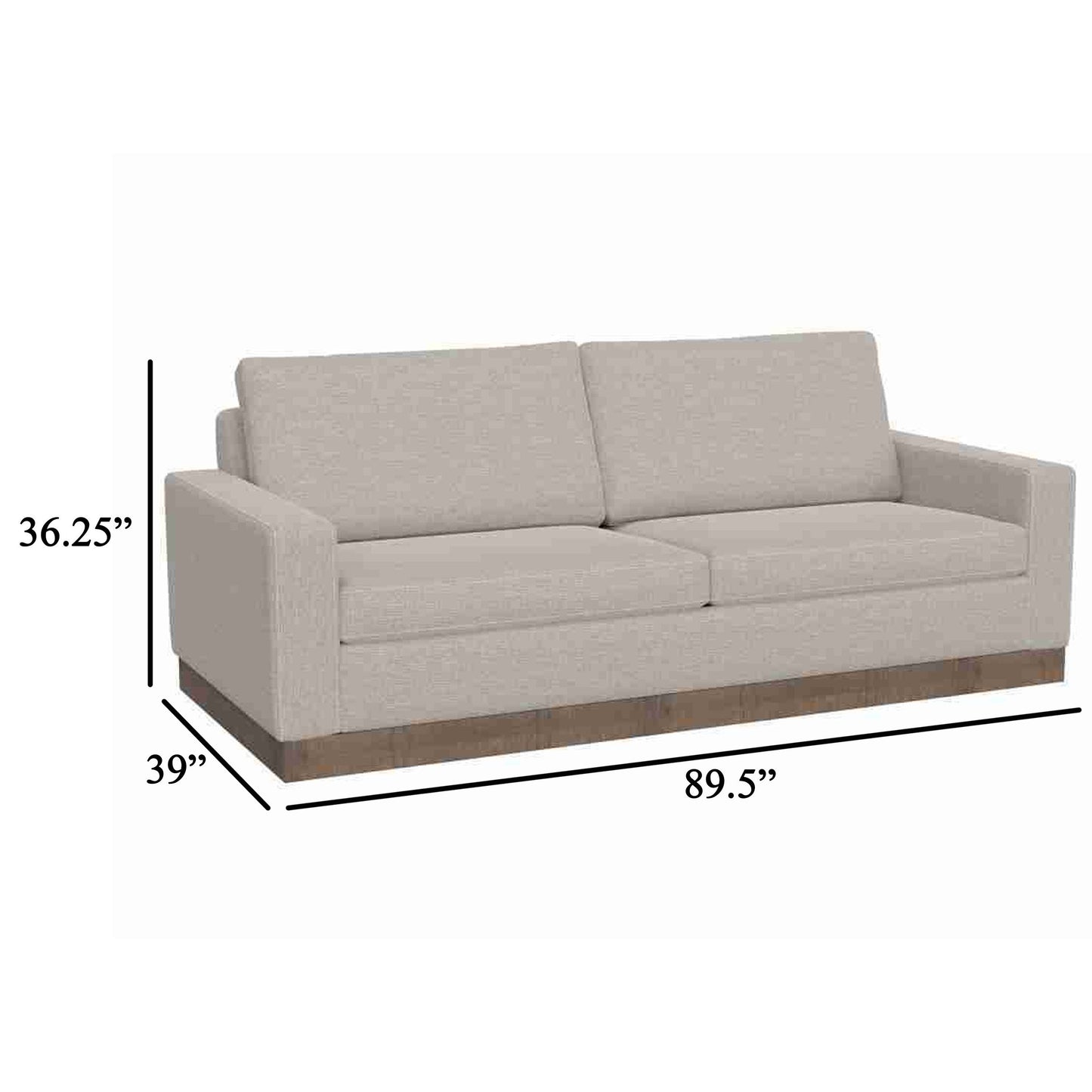 Canapé Jeni, 2 coussins décoratifs, assise moderne en polyester beige huître de 228 cm