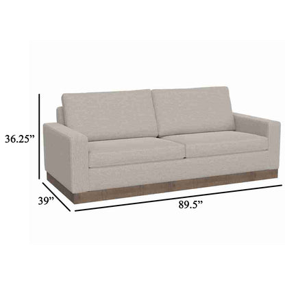 Canapé Jeni, 2 coussins décoratifs, assise moderne en polyester beige huître de 228 cm