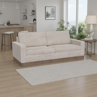 Canapé Jeni, 2 coussins décoratifs, 228 cm, similicuir gris huître moderne