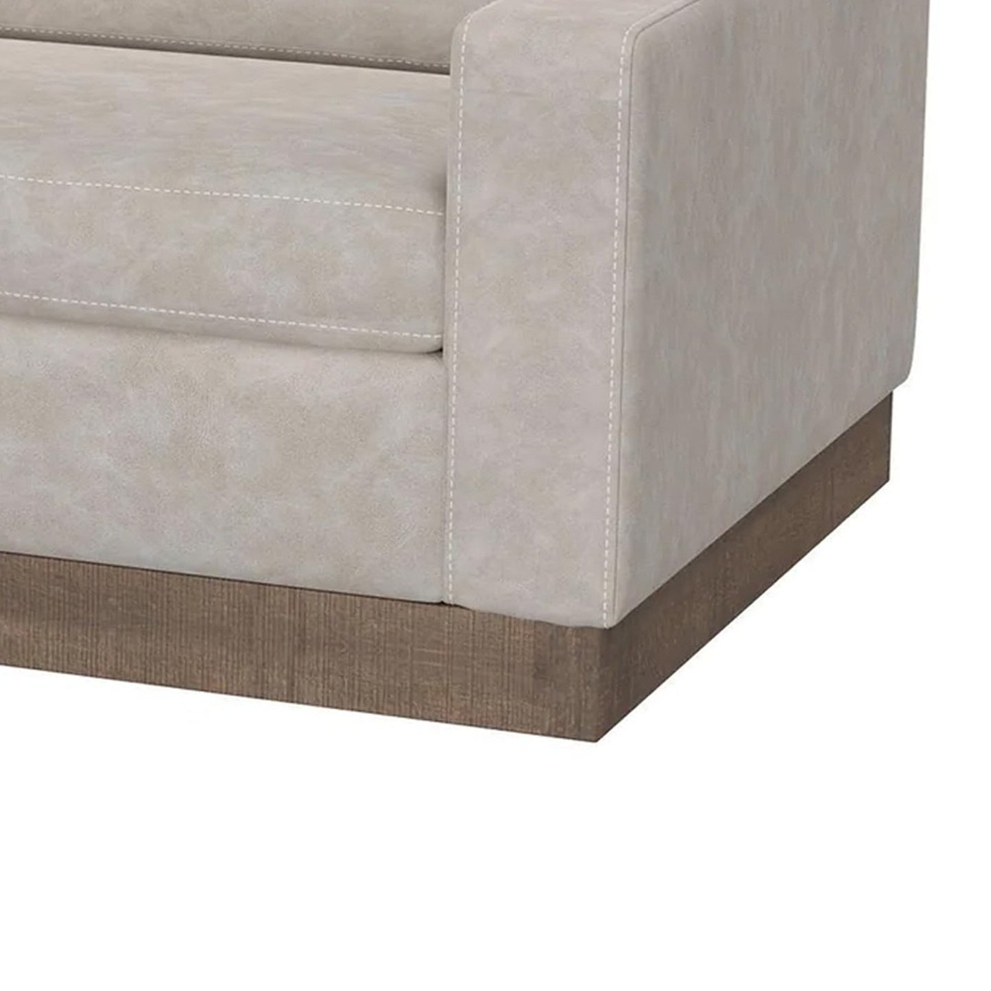 Canapé Jeni, 2 coussins décoratifs, 228 cm, similicuir gris huître moderne