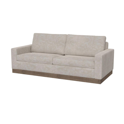 Canapé Jeni, 2 coussins décoratifs, 228 cm, similicuir gris huître moderne