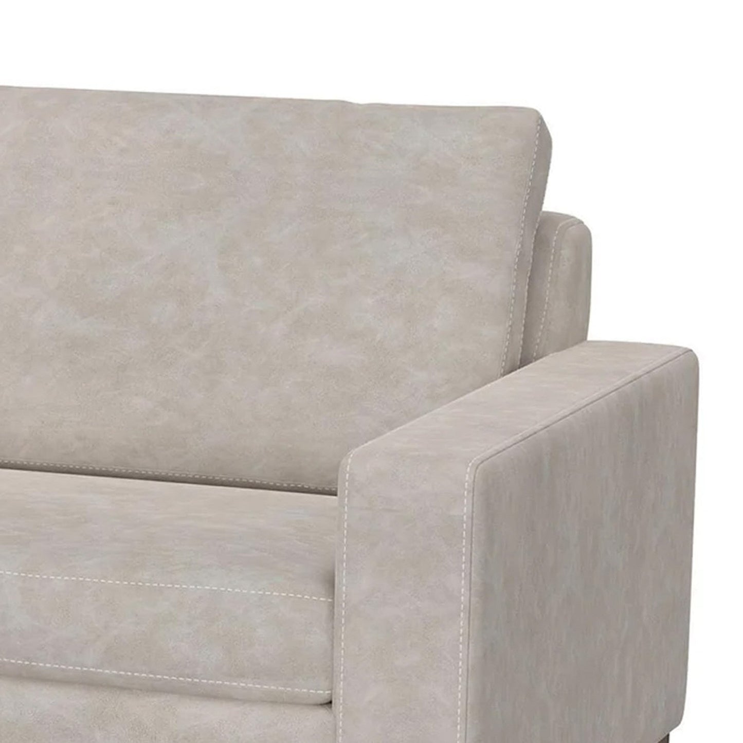 Canapé Jeni, 2 coussins décoratifs, 228 cm, similicuir gris huître moderne