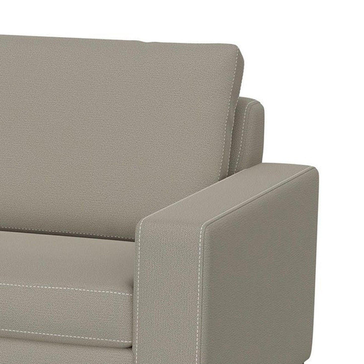 Canapé Jeni, 2 coussins décoratifs, moderne, 228 cm, assise en polyester gris amande