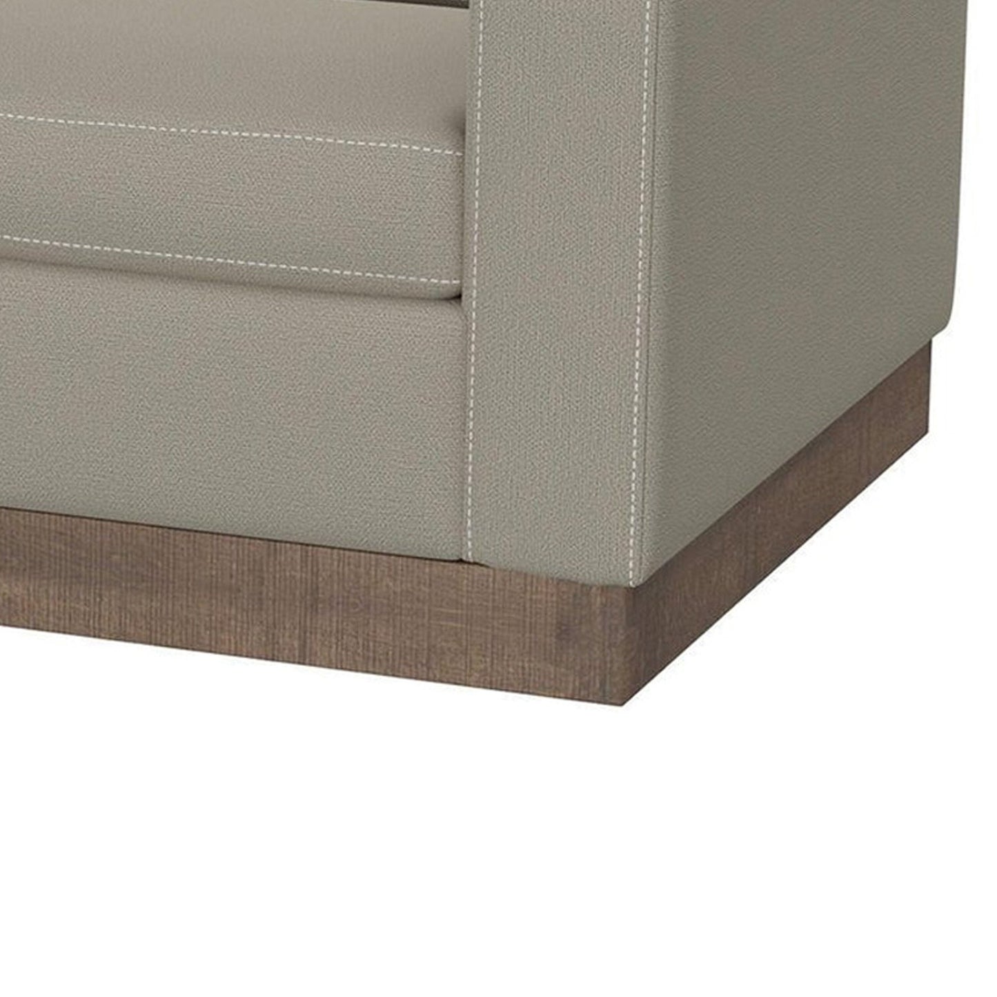 Canapé Jeni, 2 coussins décoratifs, moderne, 228 cm, assise en polyester gris amande