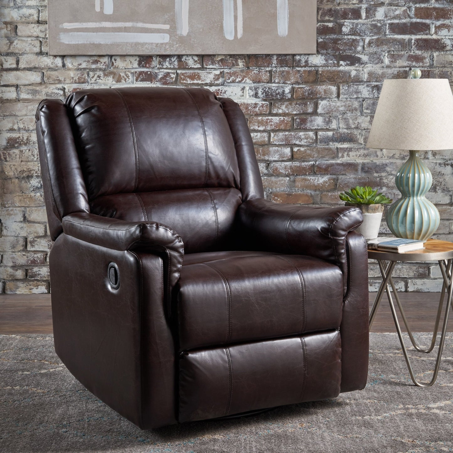 Fauteuil inclinable pivotant et coulissant en similicuir Jennette par Christopher Knight Home