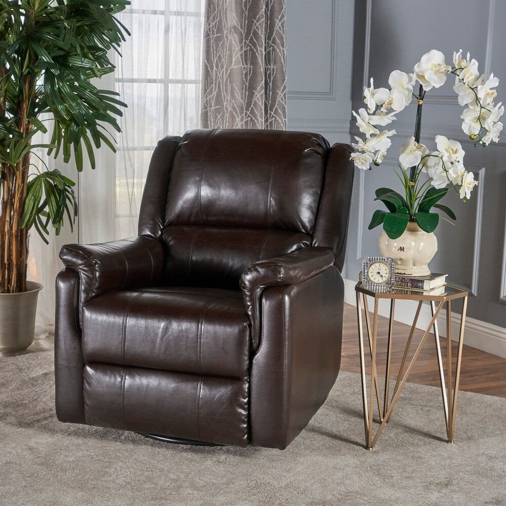 Fauteuil inclinable pivotant et coulissant en similicuir Jennette par Christopher Knight Home