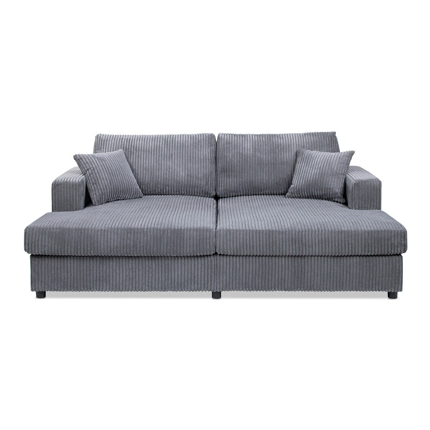 Jennifer Taylor Home Goliath 86 Canapé-lit double surdimensionné avec chaise longue, velours côtelé gris carbone