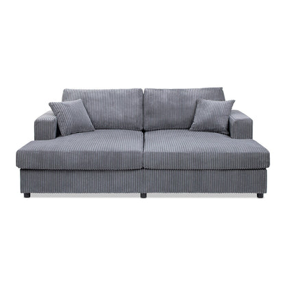 Jennifer Taylor Home Goliath 86 Canapé-lit double surdimensionné avec chaise longue, velours côtelé gris carbone