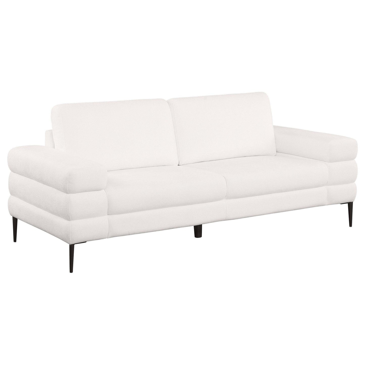 Canapé Jese, 83 pouces, tissu blanc ivoire, accoudoirs à rails de style moderne