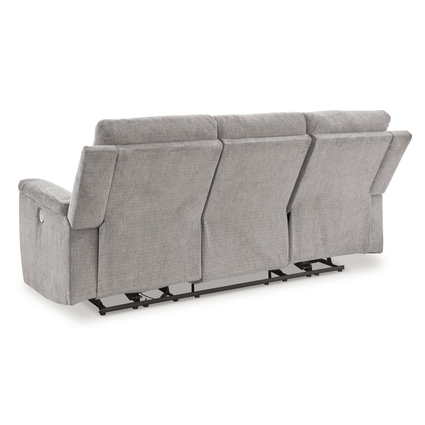 Canapé inclinable électrique double Jinu, tissu micro-chenille polyester gris, 86 pouces
