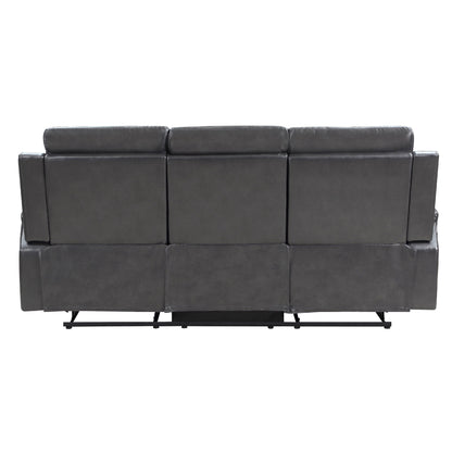 Canapé inclinable manuel Jolo, table rabattable, 82 pouces, similicuir gris