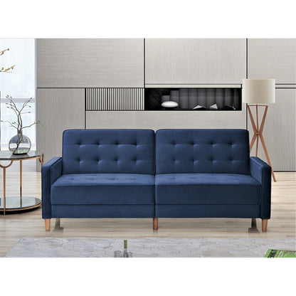 Canapé-lit capitonné en velours Jonathan