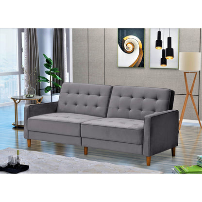 Canapé-lit en velours capitonné Jonathan