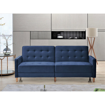 Canapé-lit en velours capitonné Jonathan