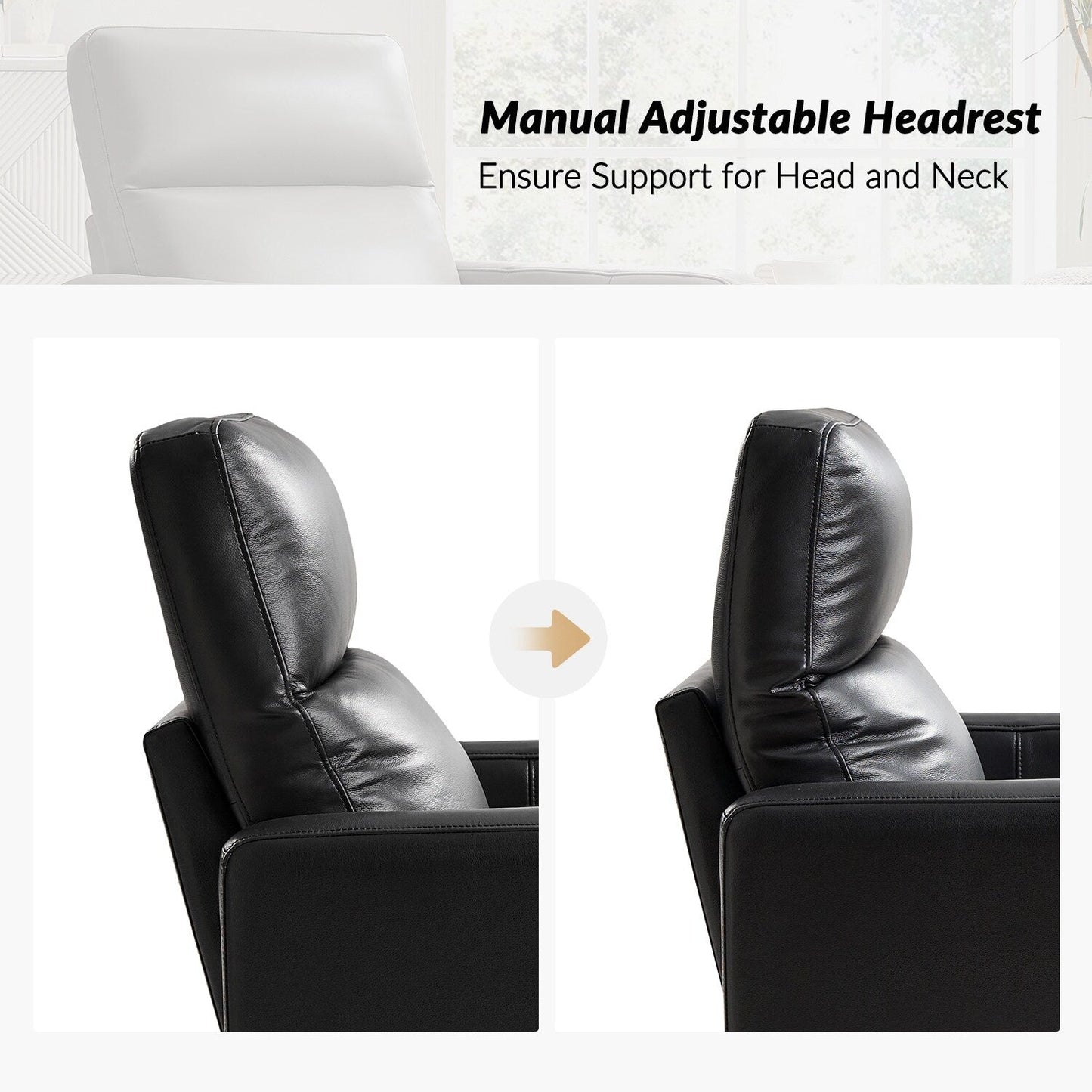 Fauteuil inclinable pivotant en cuir véritable Josefa Modern par Hulala Home