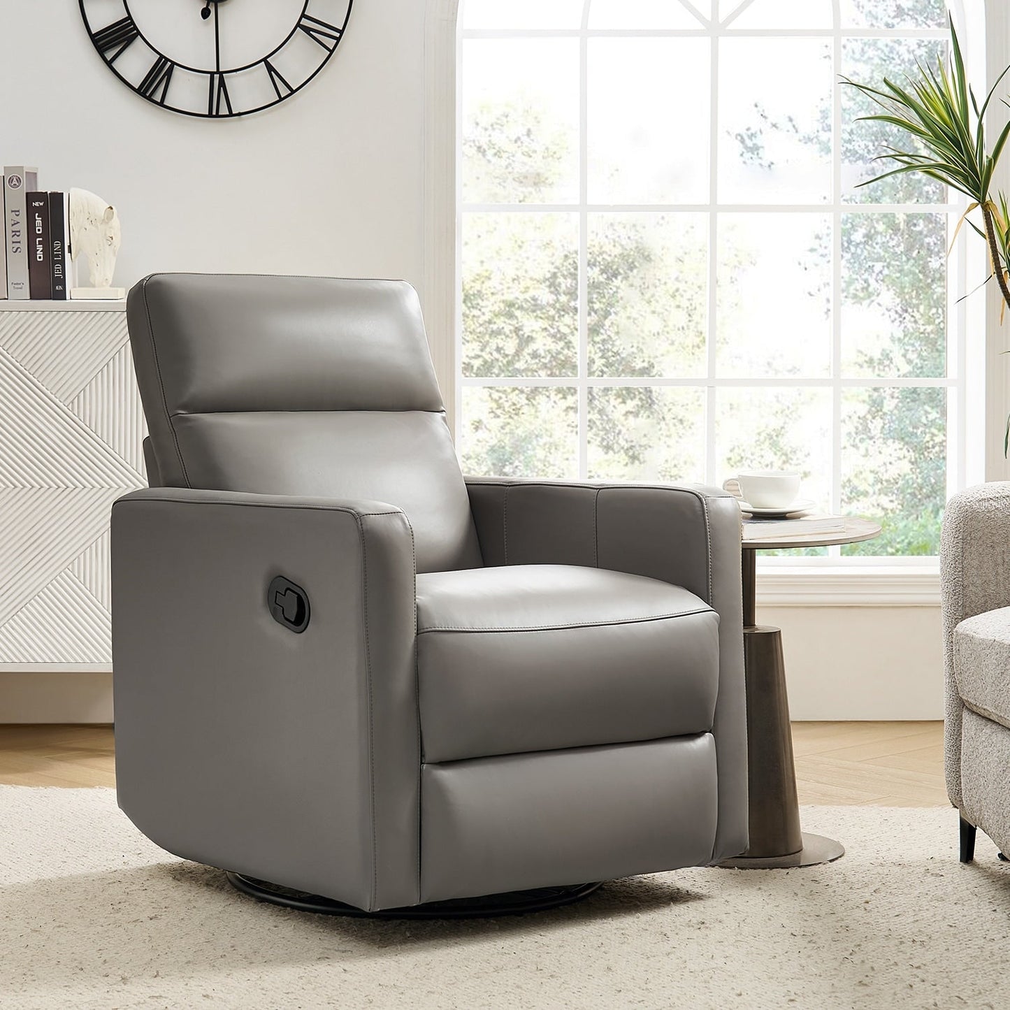 Fauteuil inclinable pivotant en cuir véritable Josefa Modern par Hulala Home