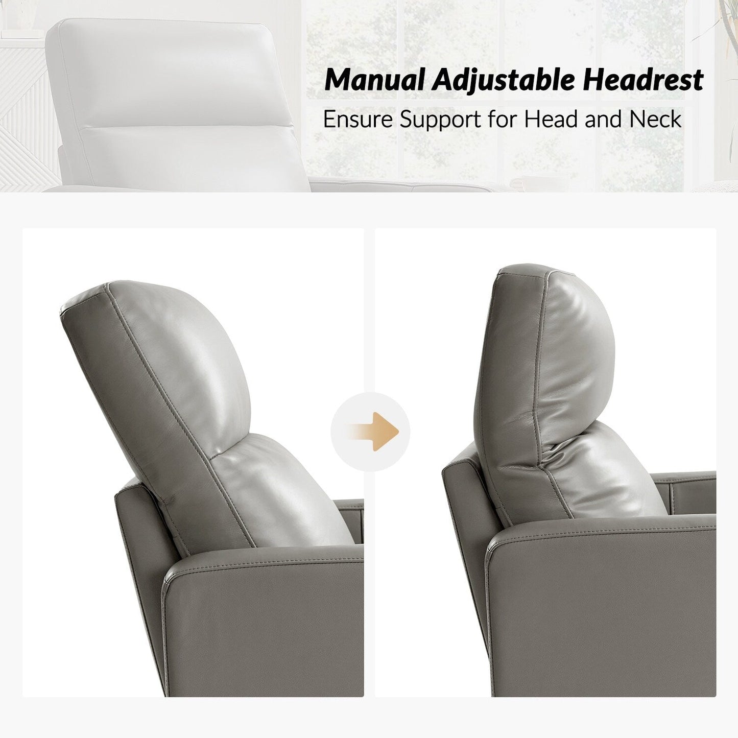 Fauteuil inclinable pivotant en cuir véritable Josefa Modern par Hulala Home