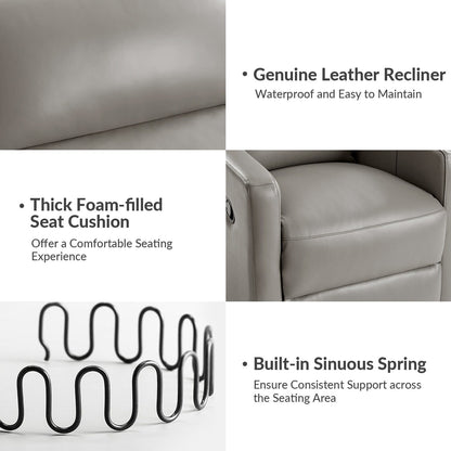 Fauteuil inclinable pivotant en cuir véritable Josefa Modern par Hulala Home