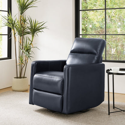 Fauteuil inclinable pivotant en cuir véritable Josefa Modern par Hulala Home