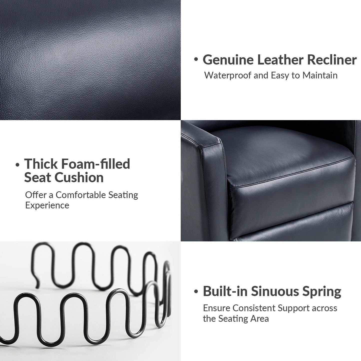 Fauteuil inclinable pivotant en cuir véritable Josefa Modern par Hulala Home