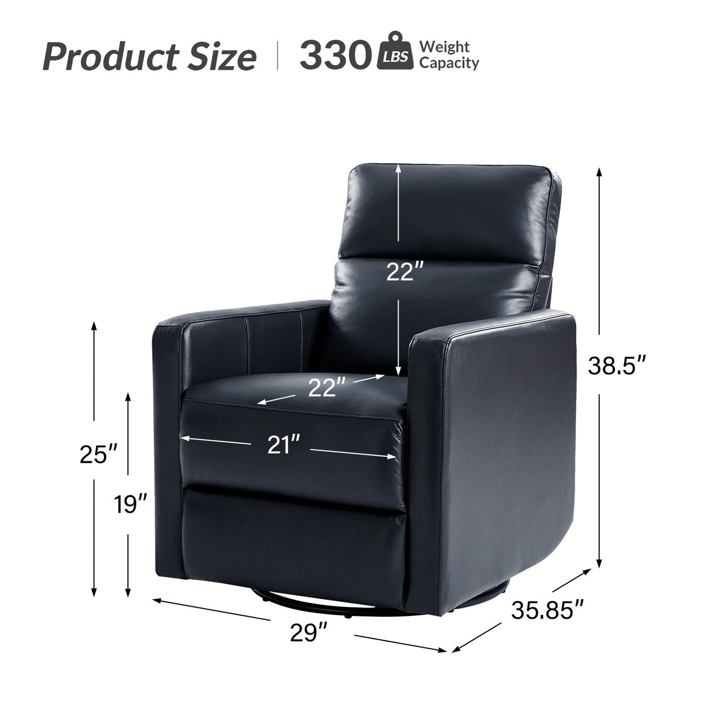 Fauteuil inclinable pivotant en cuir véritable Josefa Modern par Hulala Home