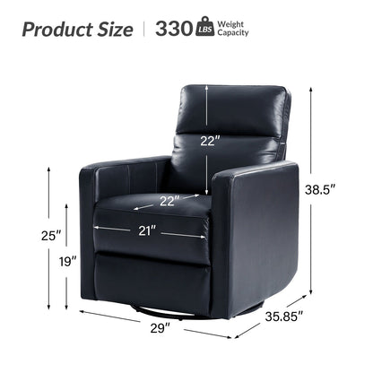 Fauteuil inclinable pivotant en cuir véritable Josefa Modern par Hulala Home