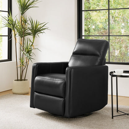 Fauteuil inclinable pivotant en cuir véritable Josefa Modern par Hulala Home