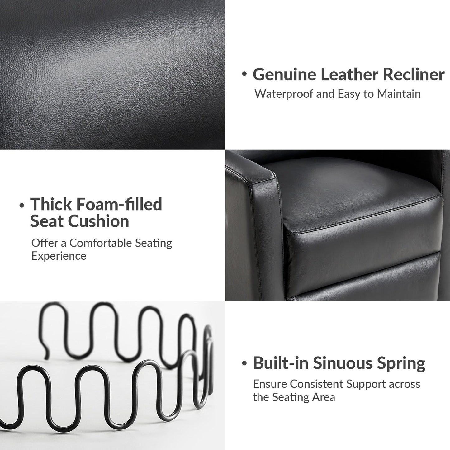 Fauteuil inclinable pivotant en cuir véritable Josefa Modern par Hulala Home