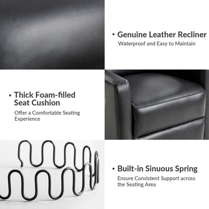 Fauteuil inclinable pivotant en cuir véritable Josefa Modern par Hulala Home