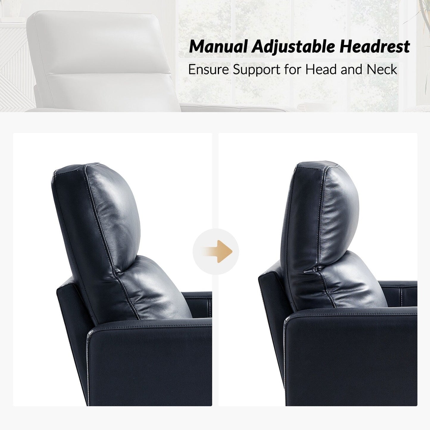 Fauteuil inclinable pivotant en cuir véritable Josefa Modern par Hulala Home