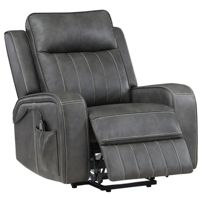 Fauteuil inclinable électrique Josen, 91 cm, similicuir gris, accoudoirs droits