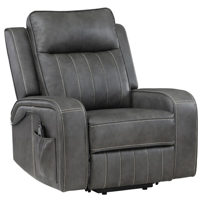 Fauteuil inclinable électrique Josen, 91 cm, similicuir gris, accoudoirs droits