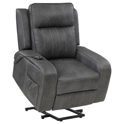 Fauteuil inclinable électrique Josen, 91 cm, similicuir gris, accoudoirs droits