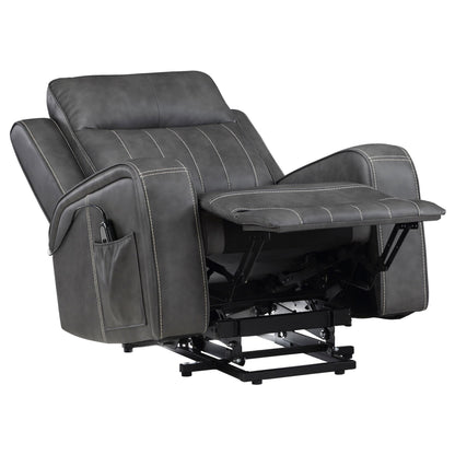 Fauteuil inclinable électrique Josen, 91 cm, similicuir gris, accoudoirs droits
