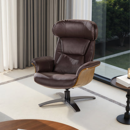 Fauteuil inclinable Jovan 31,5 en bois courbé et cuir véritable