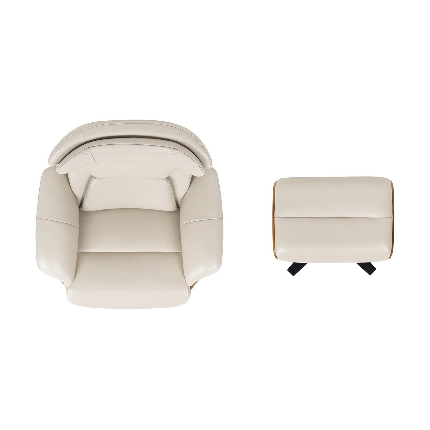 Fauteuil inclinable Jovan 31,5 en cuir véritable avec pouf