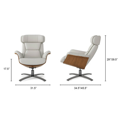 Fauteuil inclinable Jovan 31,5 en bois courbé et cuir véritable