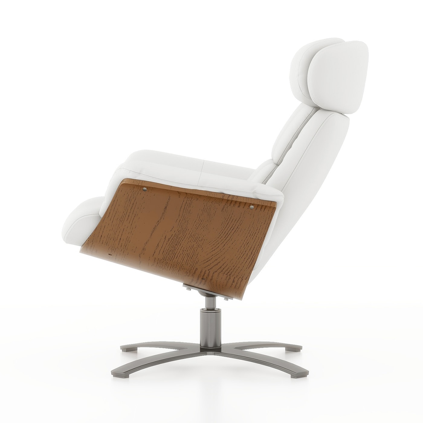 Fauteuil inclinable Jovan 31,5 en bois courbé et cuir véritable