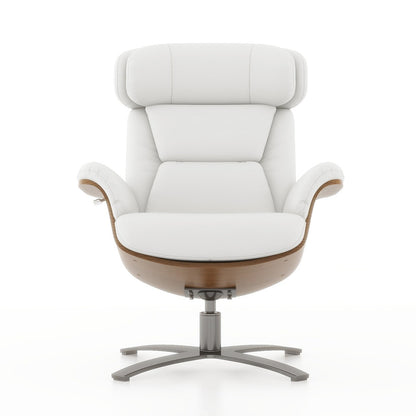 Fauteuil inclinable Jovan 31,5 en bois courbé et cuir véritable