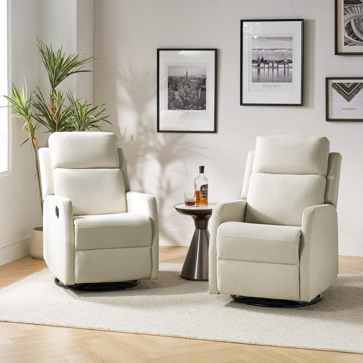 Ensemble de 2 fauteuils inclinables pivotants et manuels Julian Modern par HULALA HOME