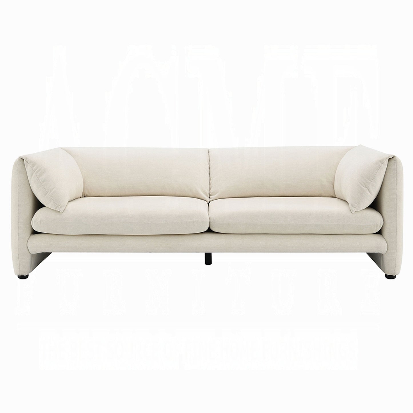Canapé Kami, accoudoirs coussinés minimalistes et fins, lin ivoire moderne 89 pouces