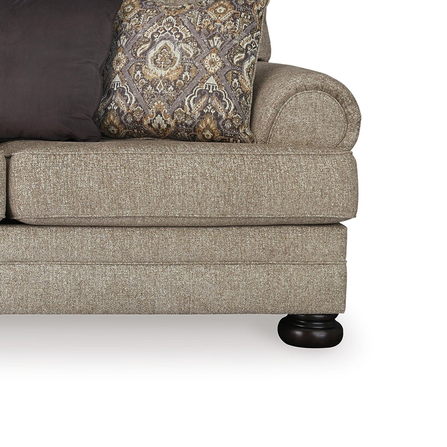 Canapé Kana, 5 coussins décoratifs, 100 pouces, polyester marron classique