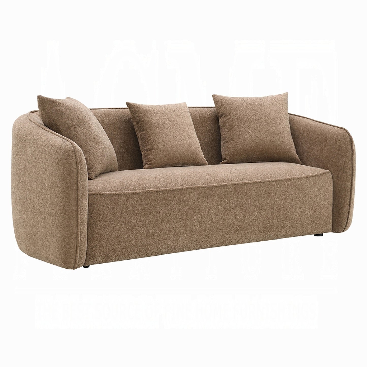 Canapé Keina, 3 coussins décoratifs, chenille marron douce et moderne, 79 pouces