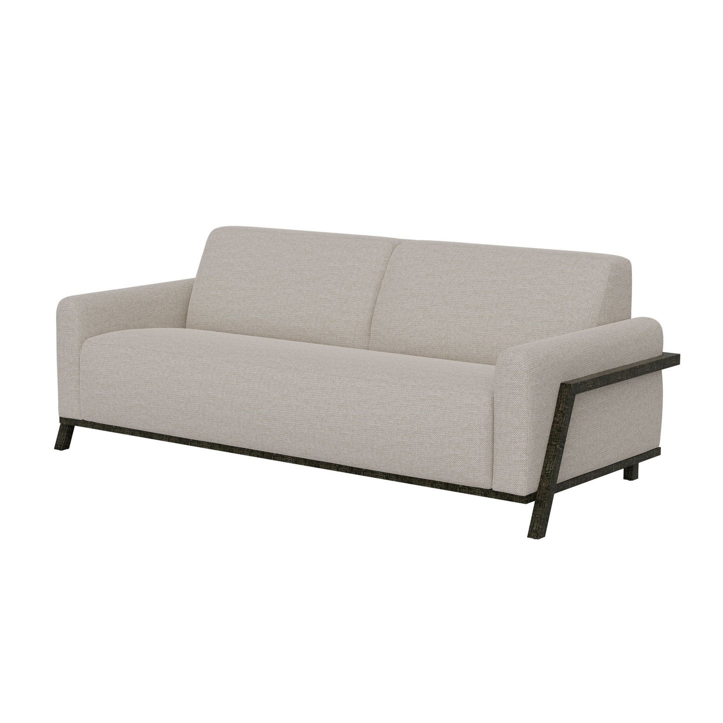 Canapé Kelly, polyester beige, 2 coussins décoratifs, pin massif, 230 cm