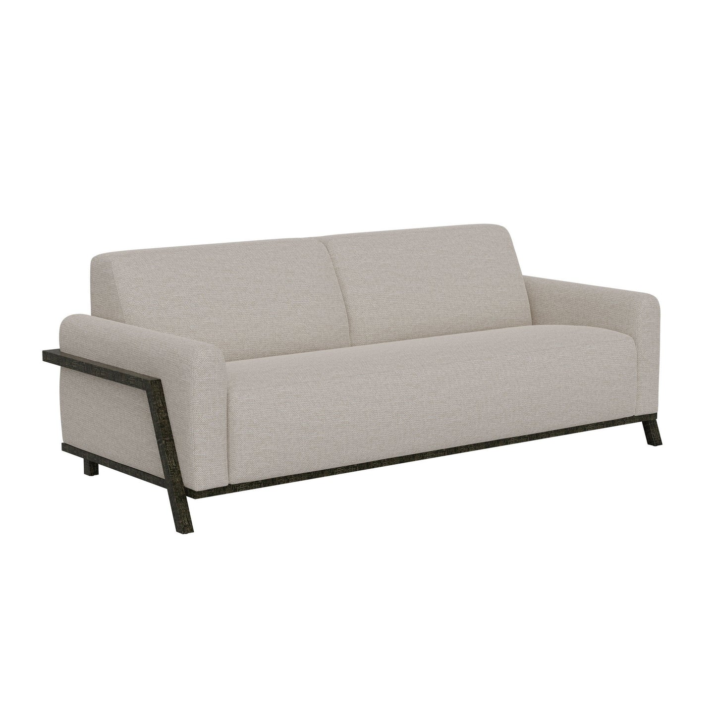 Canapé Kelly, polyester beige, 2 coussins décoratifs, pin massif, 230 cm