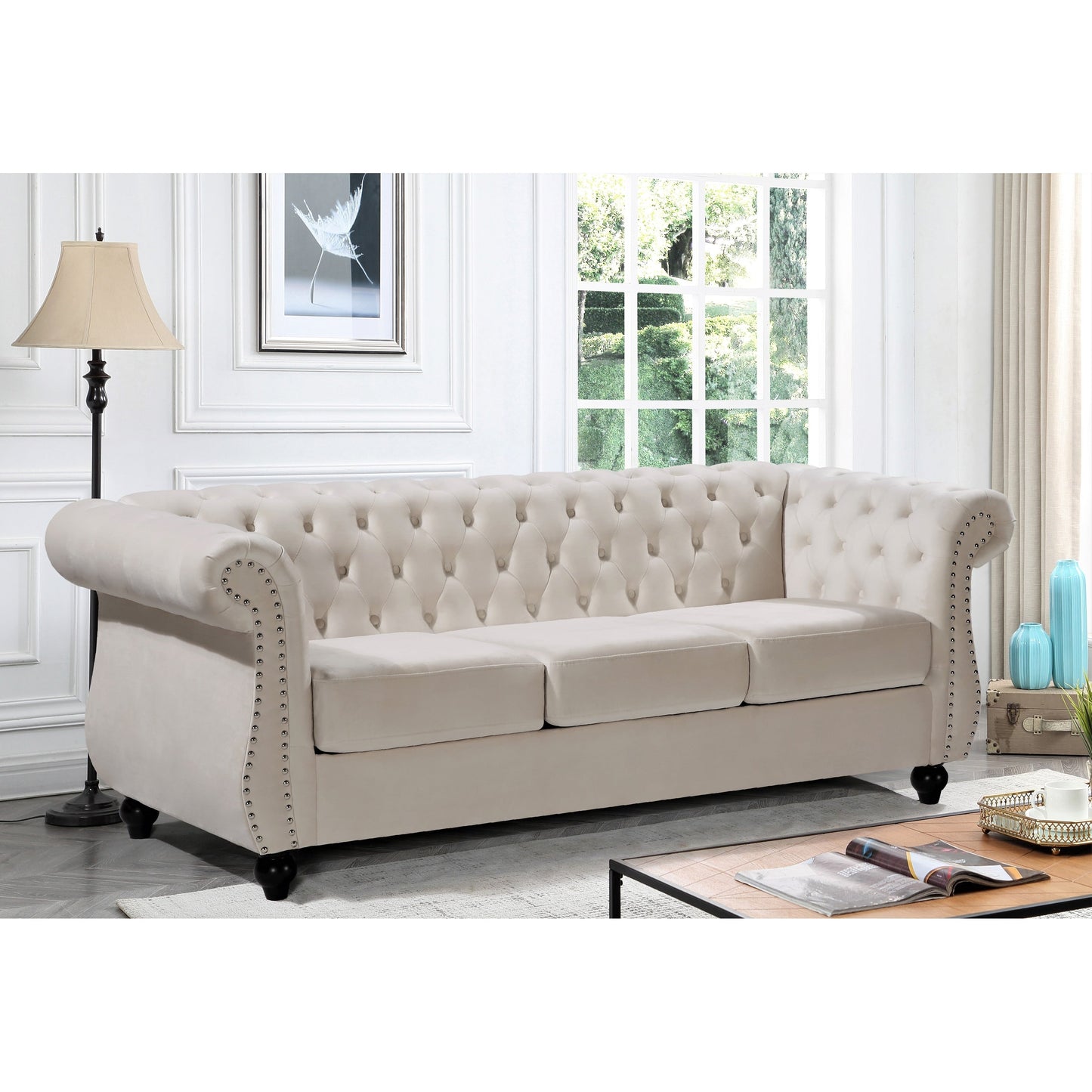 Canapé Chesterfield en velours Kemos