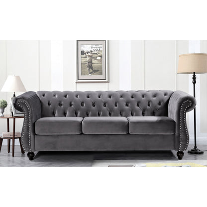 Canapé Chesterfield en velours Kemos