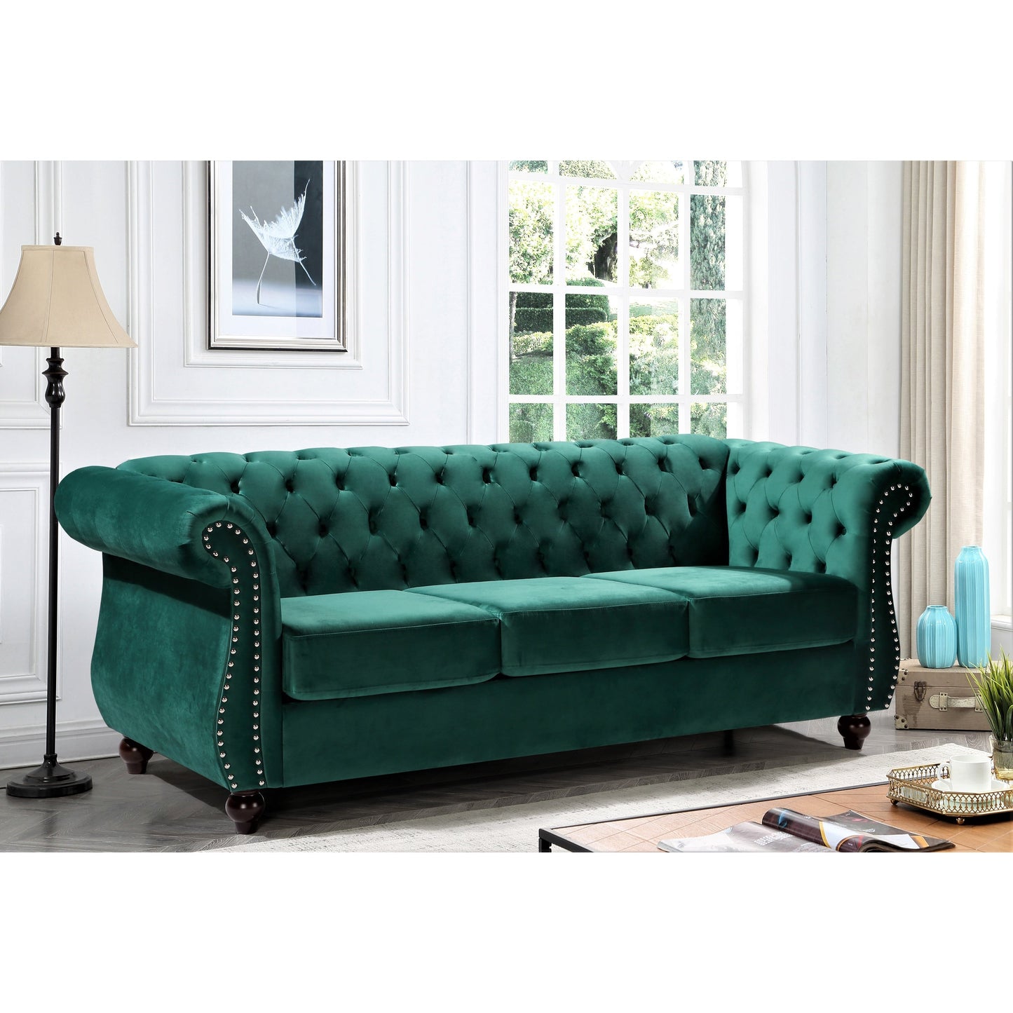 Canapé Chesterfield en velours Kemos
