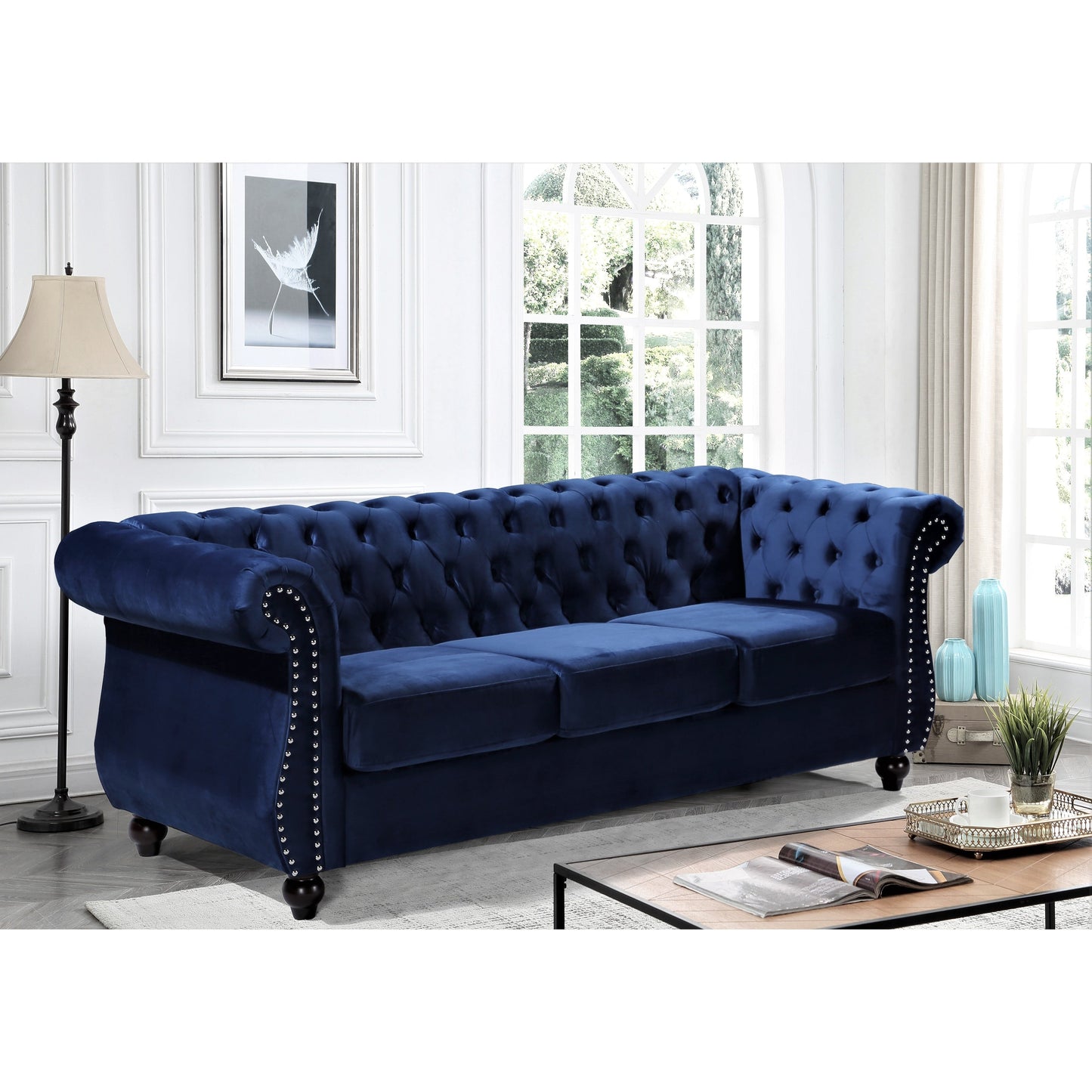 Canapé Chesterfield en velours Kemos