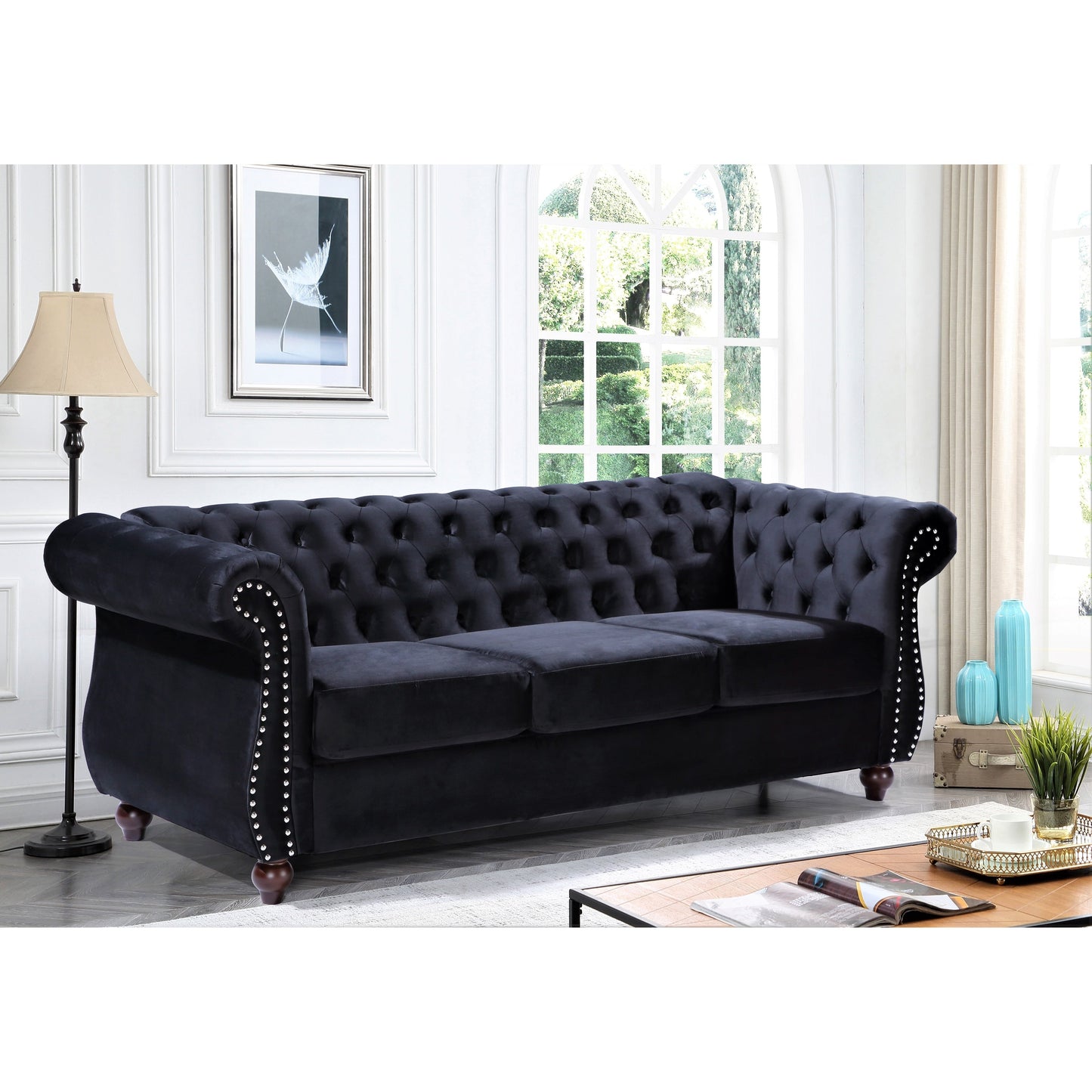 Canapé Chesterfield en velours Kemos